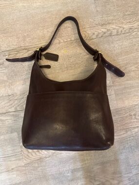 Vintage Coach 9053 Legacy Shoulder Bag Espresso Brown Leather Old Coach USA Made